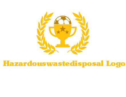 champion cup with football logo