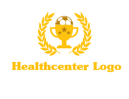 champion cup with football logo