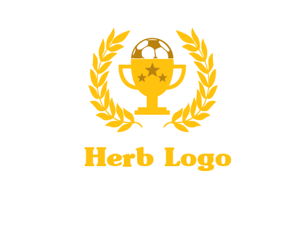 champion cup with football logo