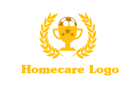 champion cup with football logo