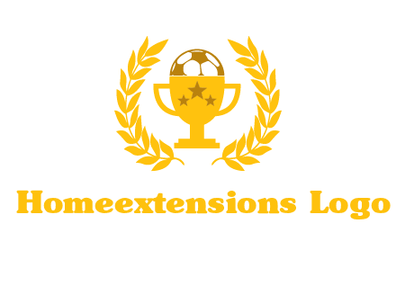champion cup with football logo