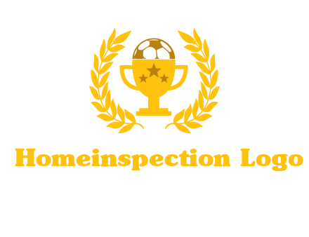 champion cup with football logo