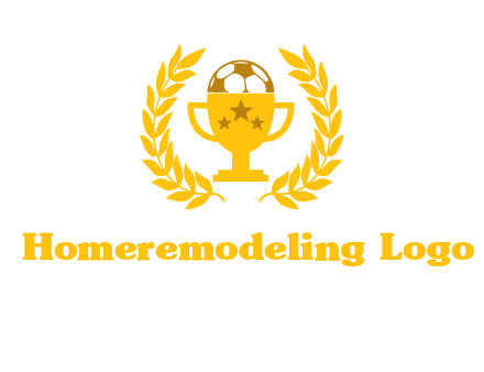 champion cup with football logo