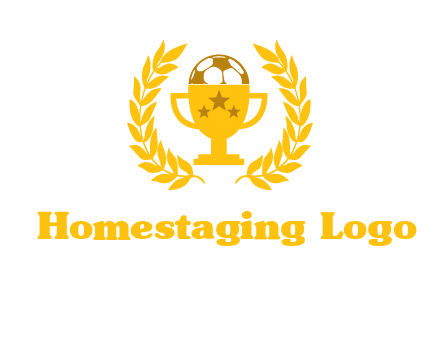 champion cup with football logo