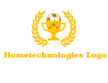 champion cup with football logo