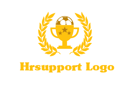 champion cup with football logo