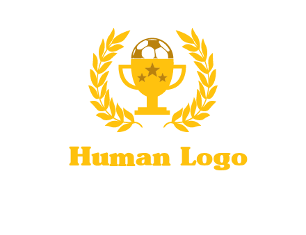 champion cup with football logo