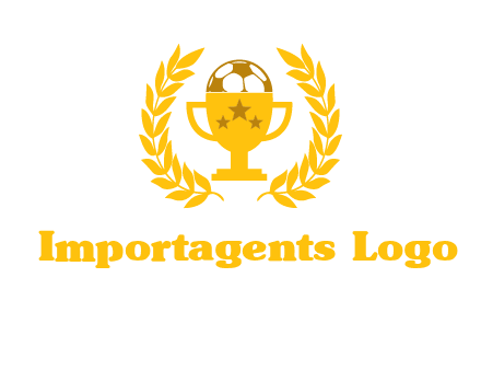 champion cup with football logo