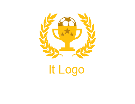 champion cup with football logo