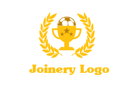 champion cup with football logo