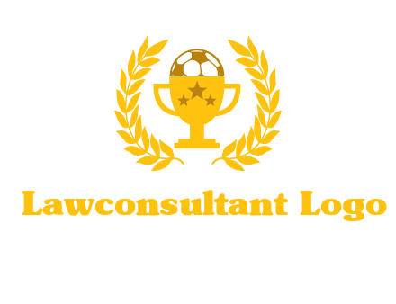 champion cup with football logo