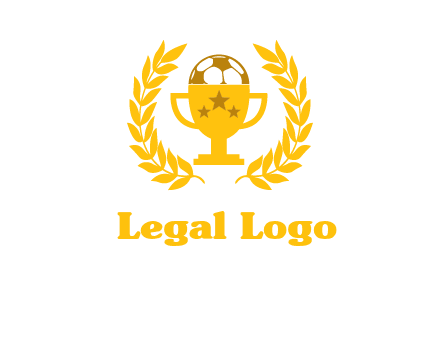 champion cup with football logo