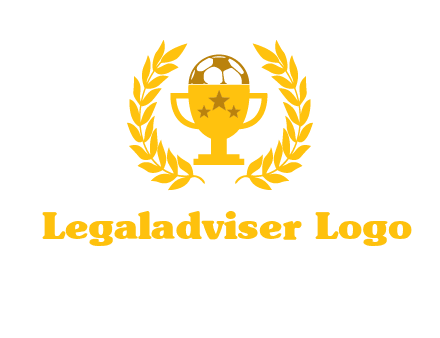 champion cup with football logo