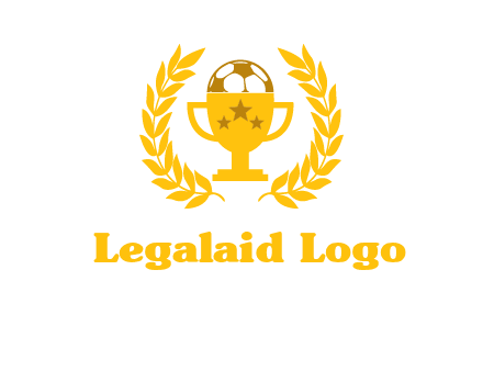 champion cup with football logo