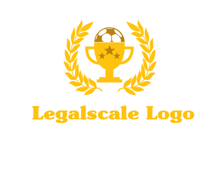 champion cup with football logo