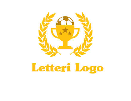 champion cup with football logo