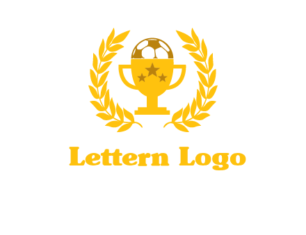 champion cup with football logo