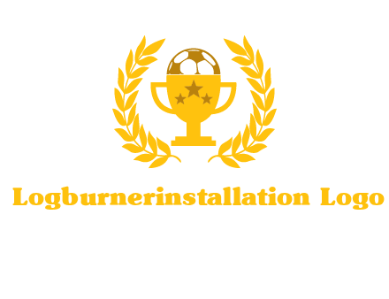 champion cup with football logo