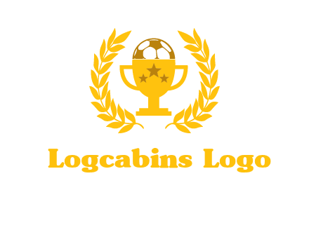 champion cup with football logo