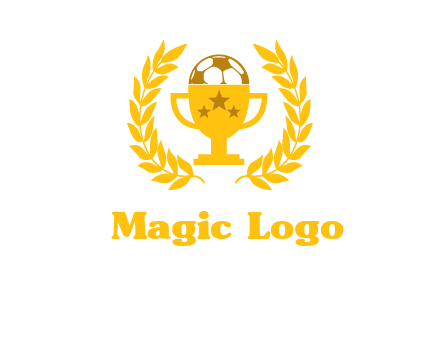 champion cup with football logo