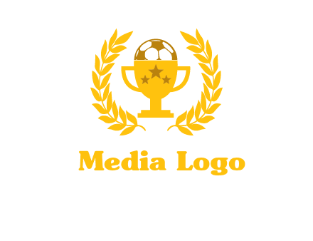 champion cup with football logo