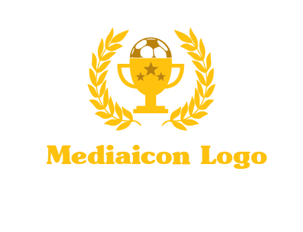 champion cup with football logo
