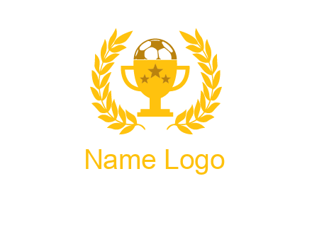 champion cup with football logo