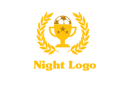 champion cup with football logo