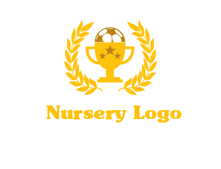 champion cup with football logo