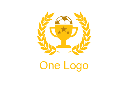 champion cup with football logo