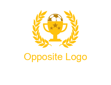 champion cup with football logo