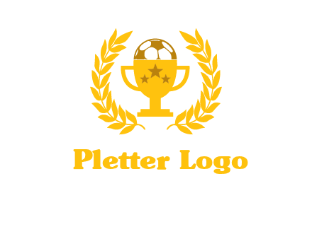 champion cup with football logo