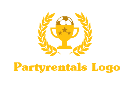 champion cup with football logo