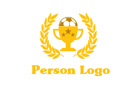 champion cup with football logo