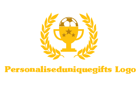 champion cup with football logo