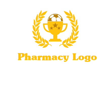 champion cup with football logo