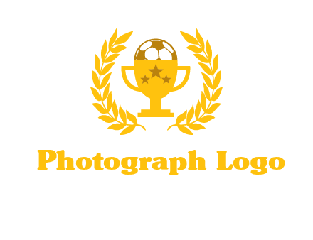 champion cup with football logo