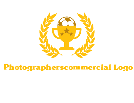 champion cup with football logo