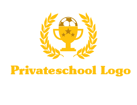 champion cup with football logo