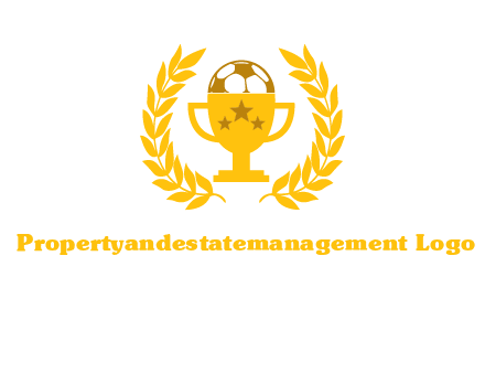 champion cup with football logo