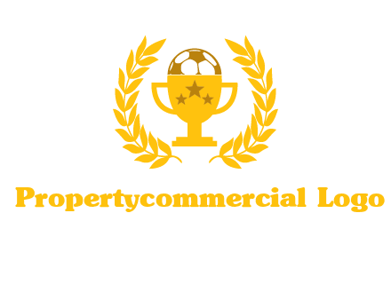 champion cup with football logo