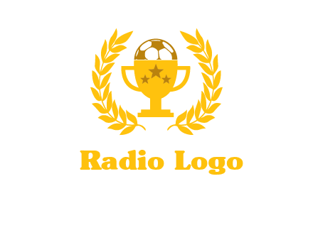 champion cup with football logo