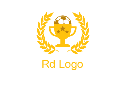 champion cup with football logo