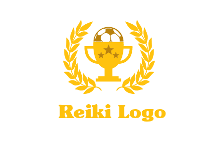 champion cup with football logo