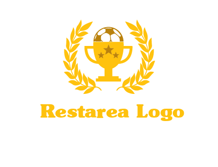 champion cup with football logo