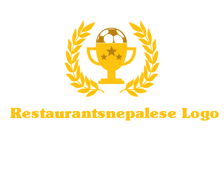 champion cup with football logo