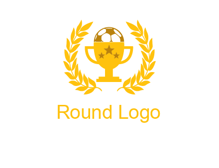 champion cup with football logo