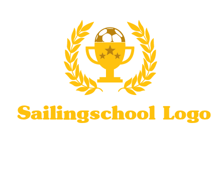 champion cup with football logo