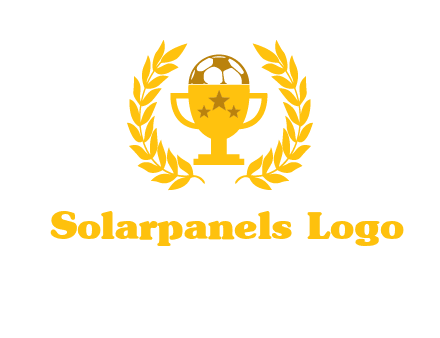champion cup with football logo