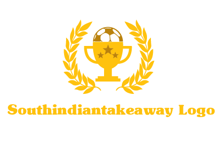 champion cup with football logo